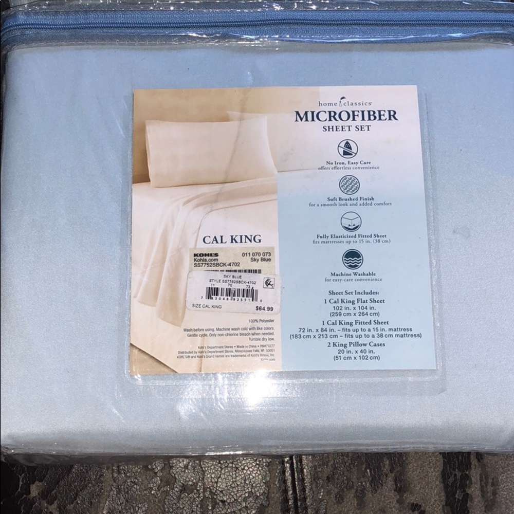 HomeClassic MICROFIBER sheet set SKY BLUE Cal King